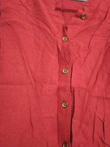 Red Colour Shirt With Embellished Work On Sholder