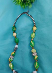 Green &amp; Yellow Beaded Necklace