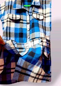 Blue Striped Cotton Shirt For Women/Girls - M Size