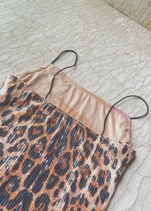 Bodycon Mini Leopard Print Sequin Dress