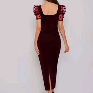 Burgundy Velvet Midi Dress