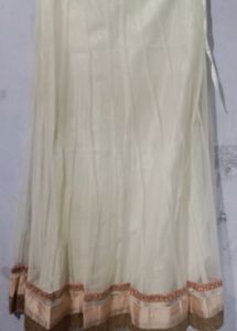 Cream Embroidered Net Skirt