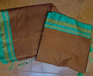 Elegant Brown &amp; Green Sari