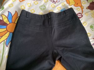 Strechable Black Straight Leg Pants Trouser