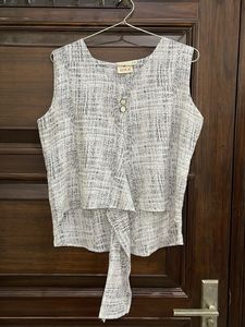 Black Cardigan &amp; Patterned Top Set
