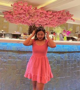 Pink Ruffle Mini Dress