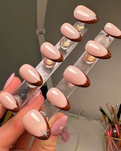 Brown French Tip Press-Ons