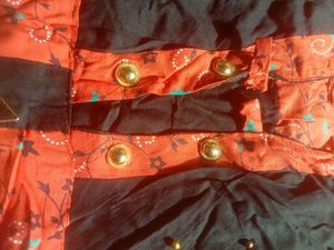 Coral &amp; Black Floral Top