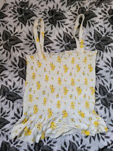 Cream Color Top With Yellow Floral Print