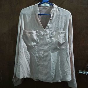 Blush Pink V-Neck Blouse