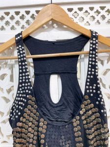 Metallic Black &amp; Bronze Sequin Top