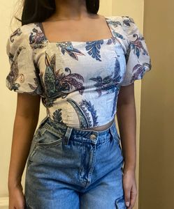 Printed Square Neck Top
