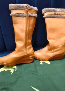 Leather Wedge Winter Boots