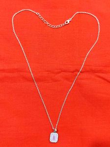Rose Gold Necklace with Rectangular Pink Pendant