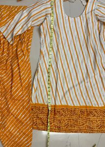 Yellow Leheriya Print Kurti Set💛