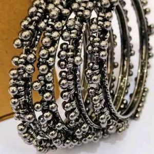 Silver Beaded Bangles