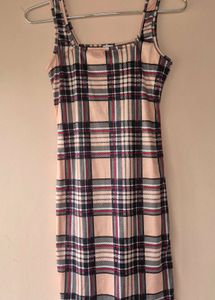 Square Neck Plaid Bodycon Dress