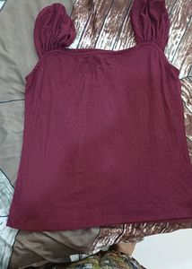 Maroon Roadster Top For Casual Wear