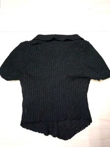 Black Ruched Knit Top