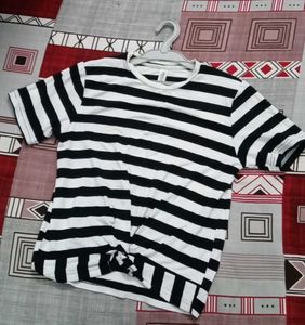 Striped Knot-Front Tee