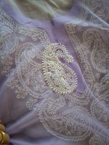 Lavender Embroidered Kurta, Back Side Added