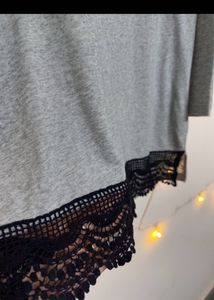 Grey Lace Detail Top