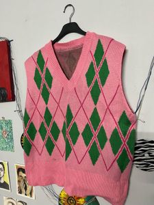 Pink Argyle Sweater Vest💚🩷