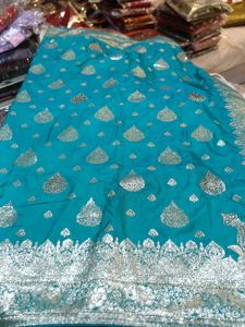 Teal Banarasi Silk Saree