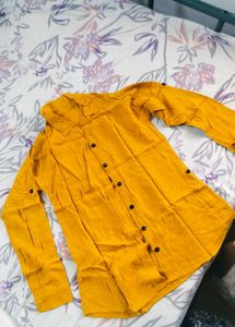 Mustard Button-Down Shirt Top