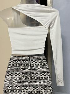 Corset One-Sleeve Top &amp; Patterned Mini Skirt