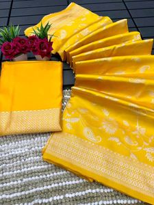Elegant Yellow Banarasi Silk Saree