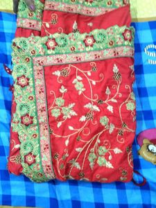 Red Embroidered Saree