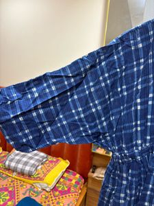 anokhi Blue Plaid Midi Dress