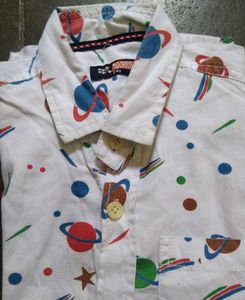Printed White Cotton Shirt