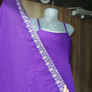 Purple Embroidered Kurta Set