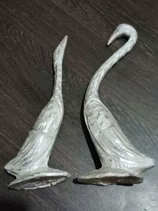 Silver Coloured Metal Swan Pair Show Piece 👍👍