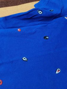 Bean Pole Men Blue Printed Slimfit Polo Tshirt