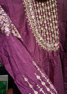 Burgundy Embroidered Anarkali Dress