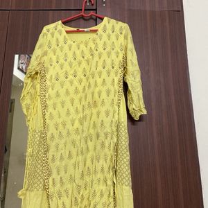 Yellow Printed Kurta Set