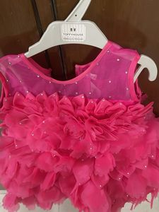 Pink Feather Flower Girl Dress
