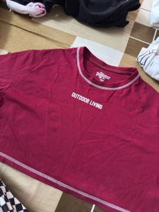 Burgundy Cropped T-Shirt