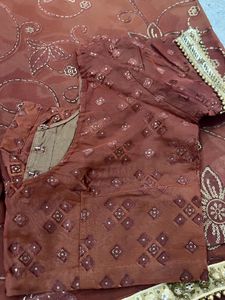 Beautiful Brown saree with blouse