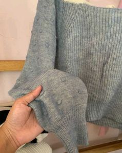 Stylish Blue Knit Sweater