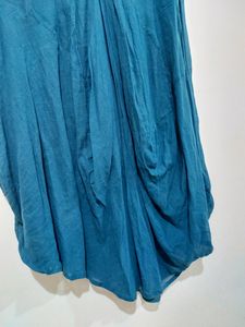 Teal Blue Draped Midi Dress