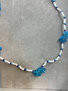Cute Seed Bead Stone Blue Necklace