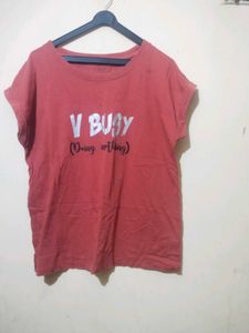 Coral &#34;V Busy&#34; Graphic Tee