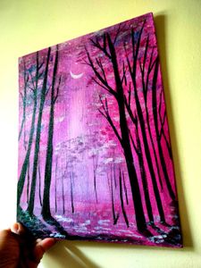 Pink Forest Acrylic Painting