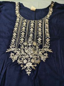 Navy Embroidered Kurti