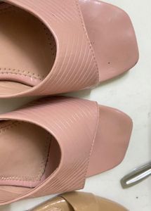 Pink Heeled Mules
