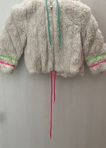 white fur jacket